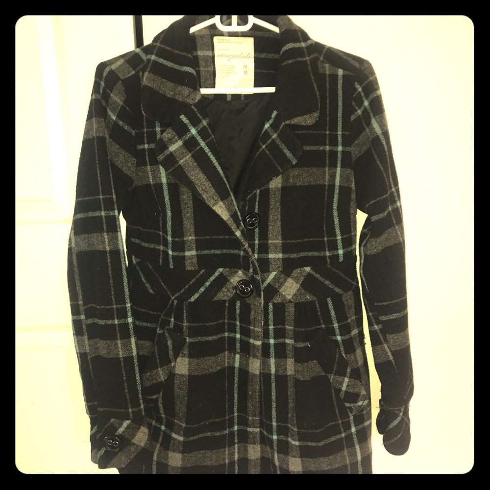 Black and teal pea coat